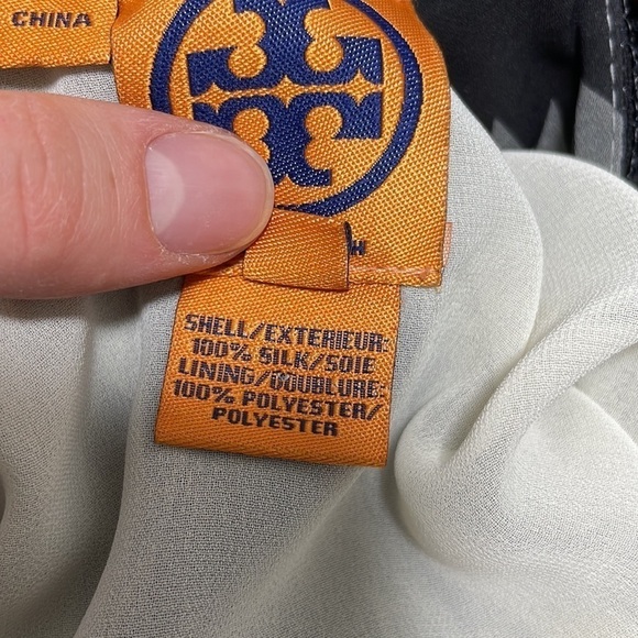 Tory Burch Silk Tank Top Geometric Print Grey Black Size 8 - Picture 16 of 16